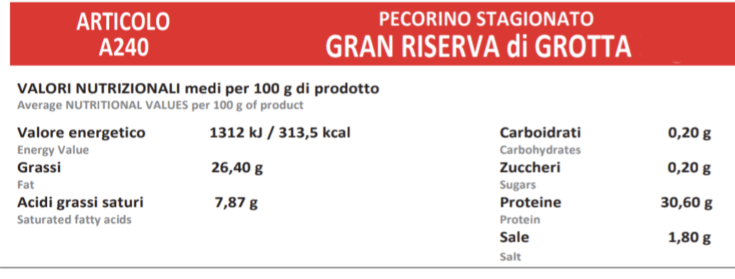 Pecorino Stagionato - GRAN RISERVA di GROTTA